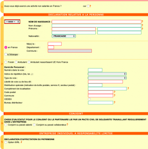 déclaration identité numéro siret