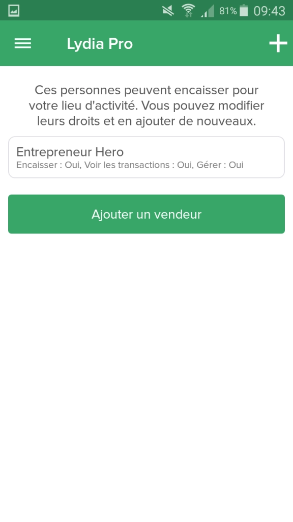 Vendeurs lydia pro