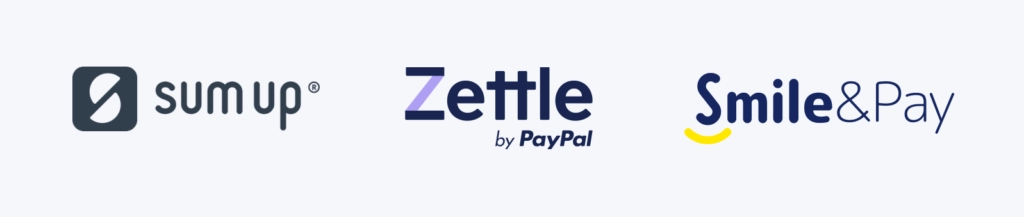 logos SumUp, Zettle, Smile and Pay