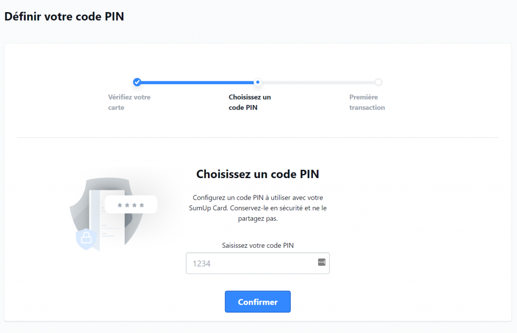 choix code pin carte SumUp