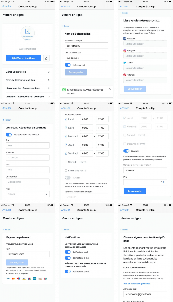 configuration SumUp E-shop