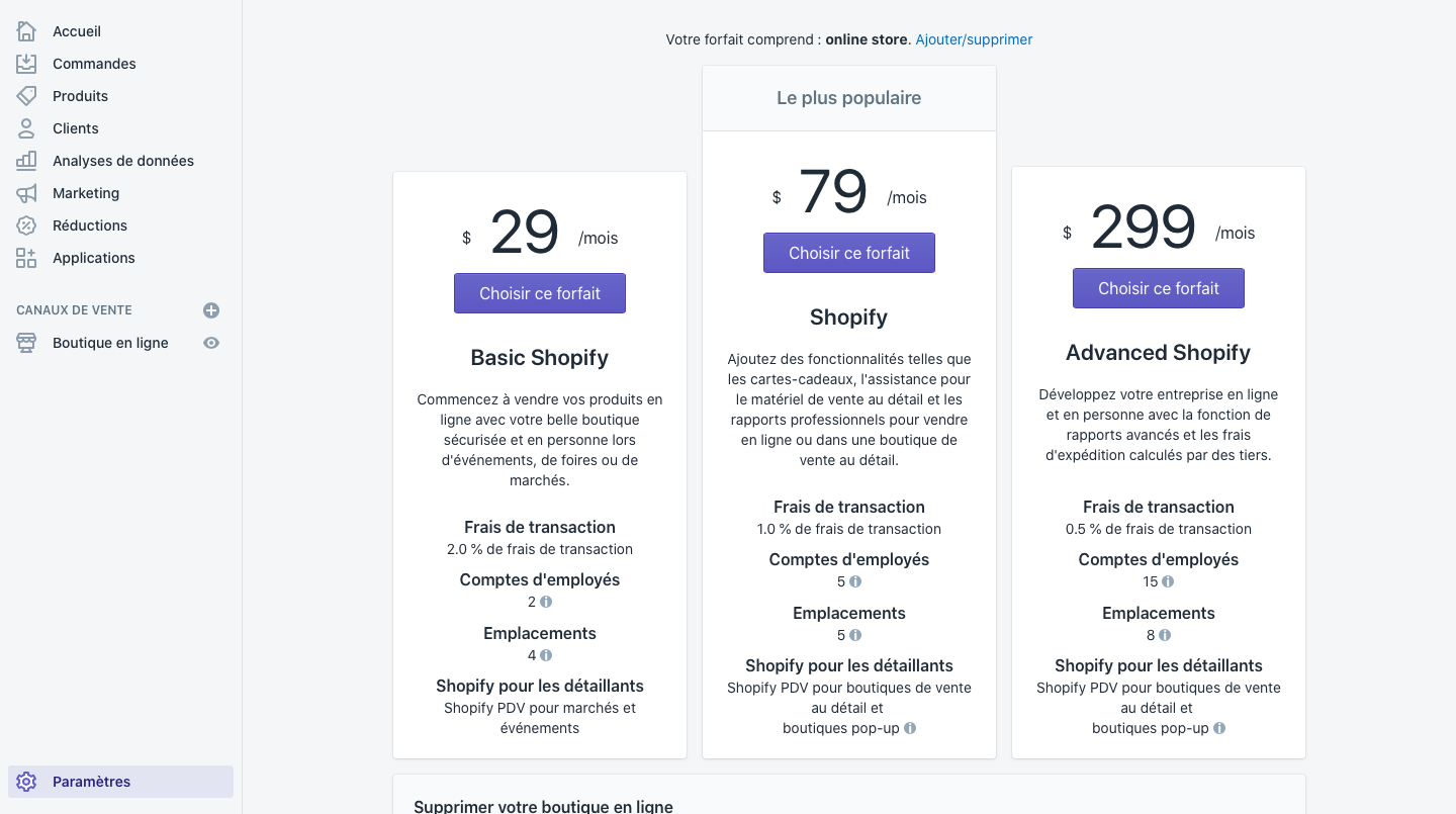 Shopify tarifs