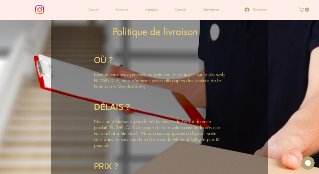 politique de livraison wix