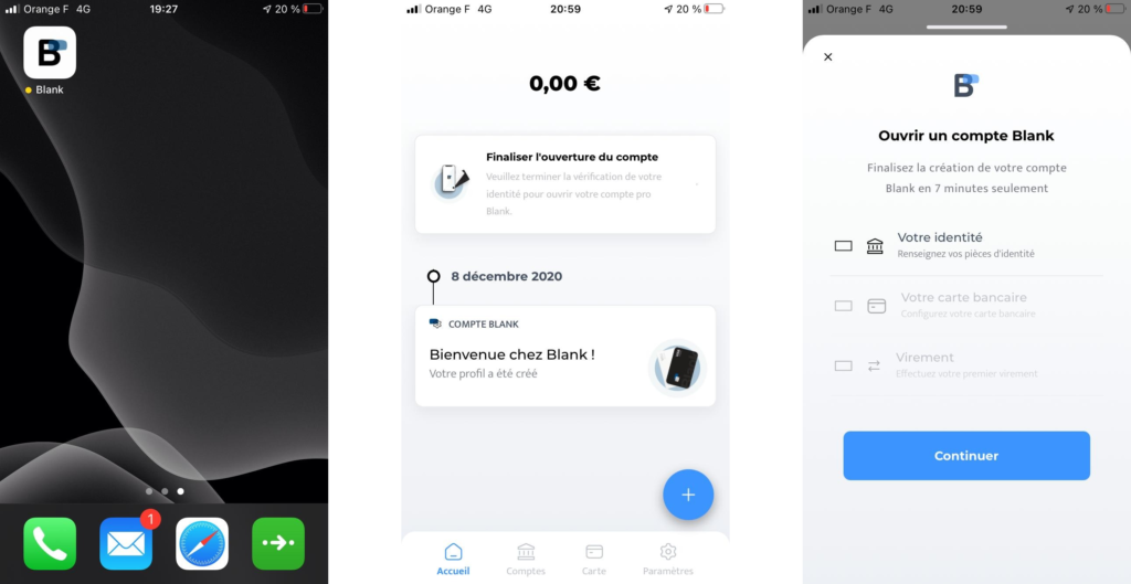 finaliser l'ouverture de compte blank partie 1