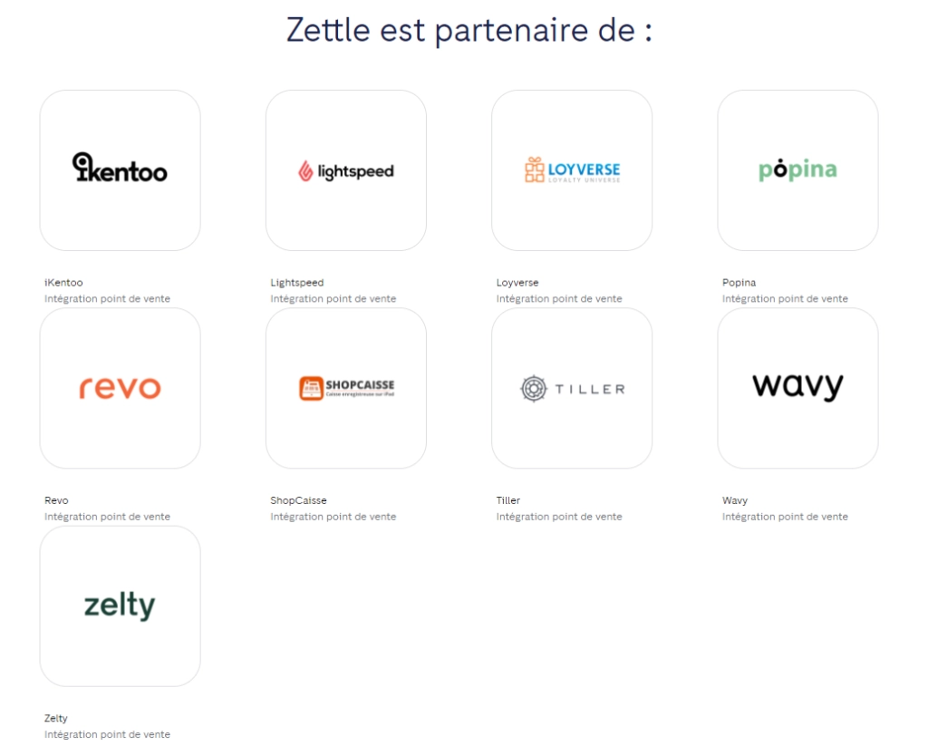 partenaires intégration Zettle Go