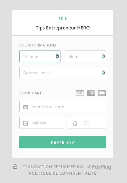 page paiement payplug