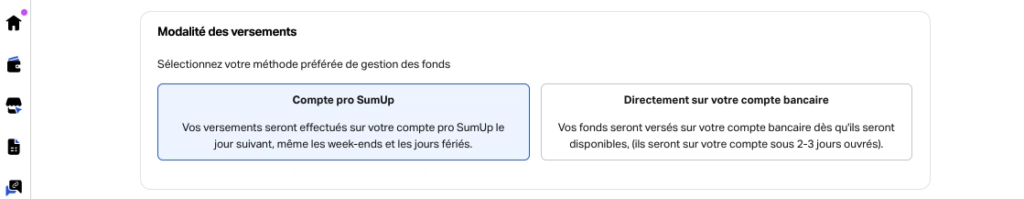Modalité de versement SumUp