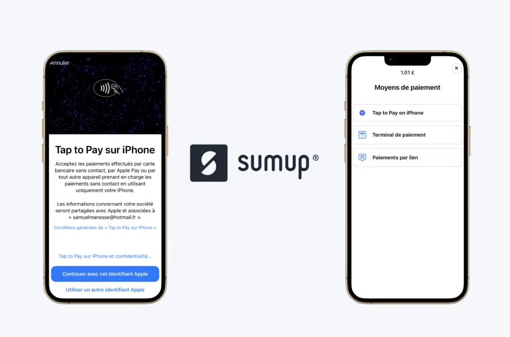 screenshots du taptopay sur l'application sumup