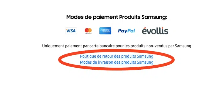politique de retour samsung